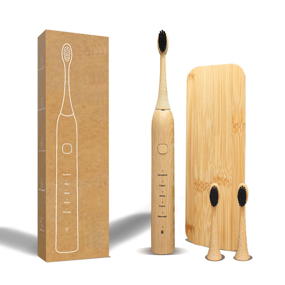 Beutxia Eco Friendly Bamboo Electric Toothbrush With Travel Case