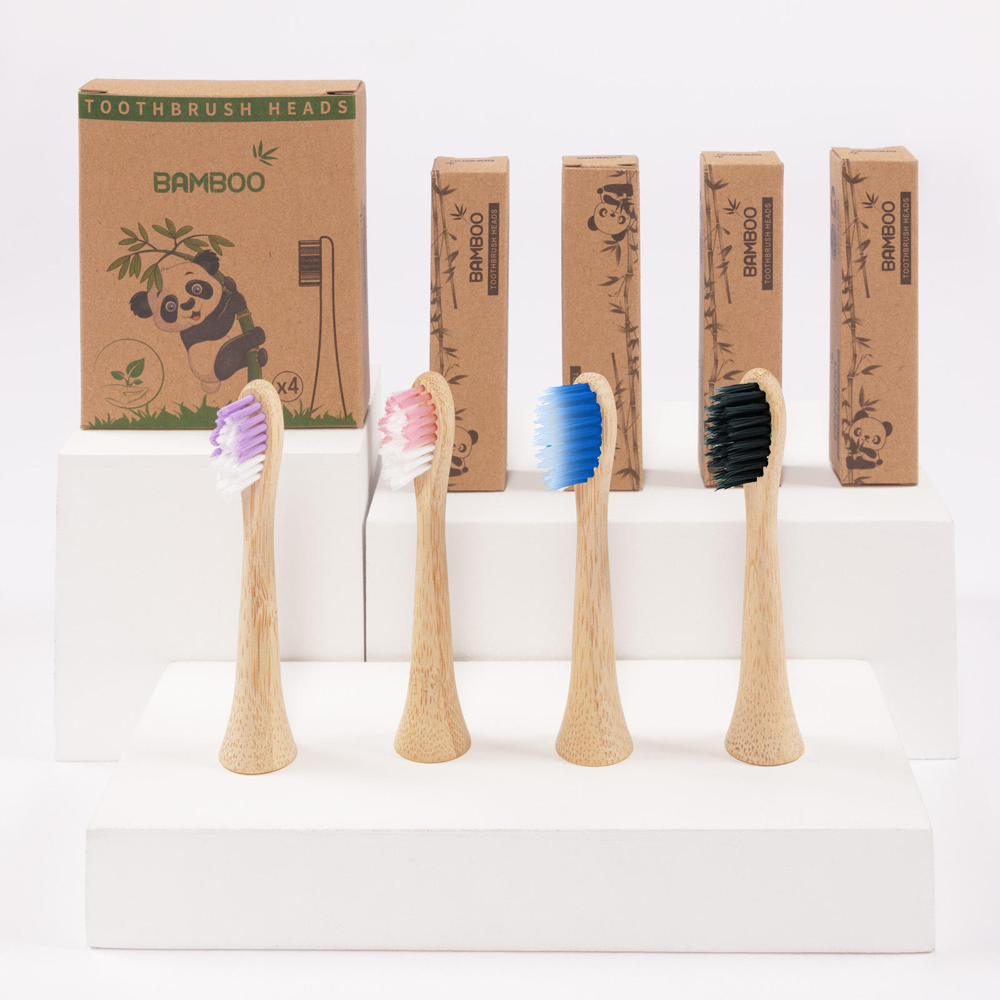 Bamboo Electric Toothbrush Replacement Heads - 4 Pack