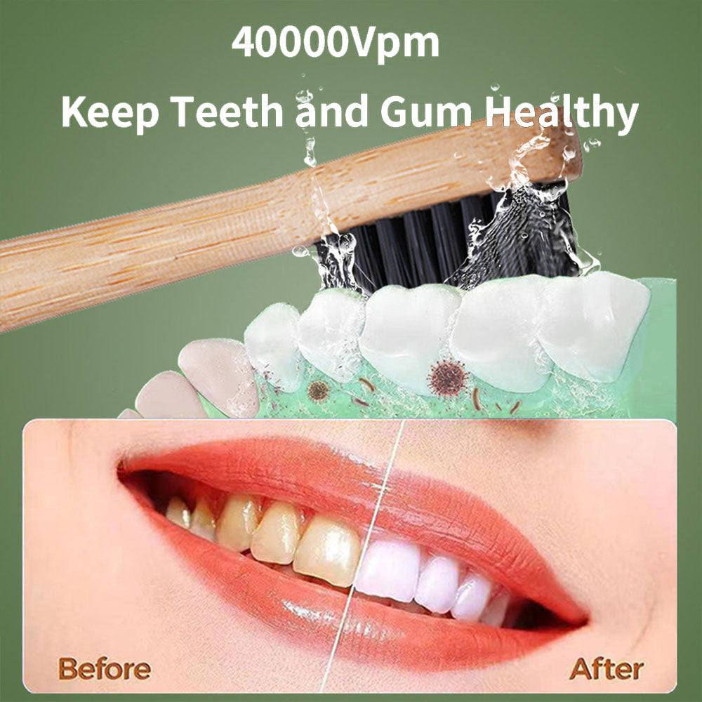 Beutxia Eco Friendly Bamboo Electric Toothbrush With Travel Case