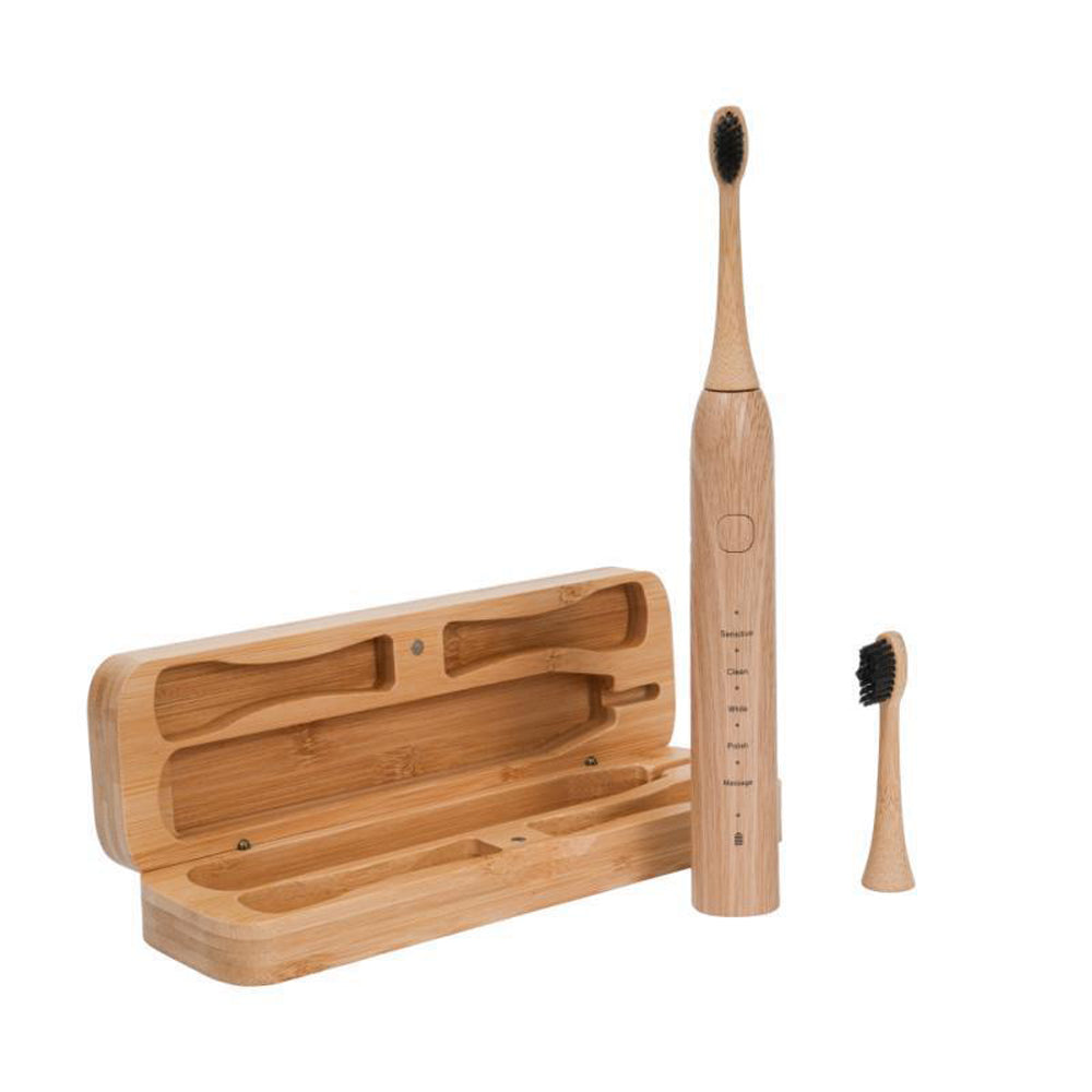 Beutxia Eco Friendly Bamboo Electric Toothbrush With Travel Case